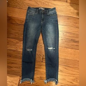 Just USA size 2 jeans with holes at knee & frayed edges, faded, cute & comfy